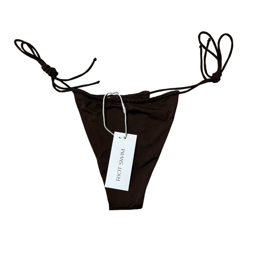 NWT‎ Riot Swim Bixi Bikini Bottom Chocolate Brown Side Tie Size XS
